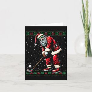 Santa Playing Golf Ugly Christmas Sweater Card