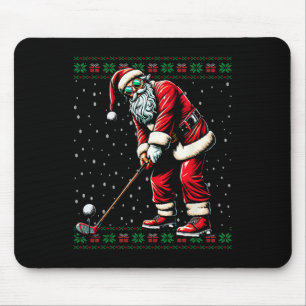 Santa Playing Golf Ugly Christmas Sweater  Mouse Pad