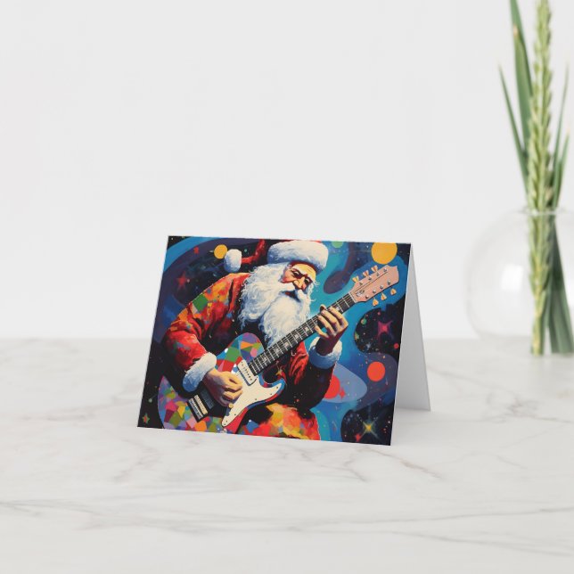 Santa Playing Guitar Card (Front)