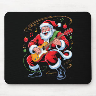 Santa Playing Guitar Funny Holiday Christmas Xmas  Mouse Pad