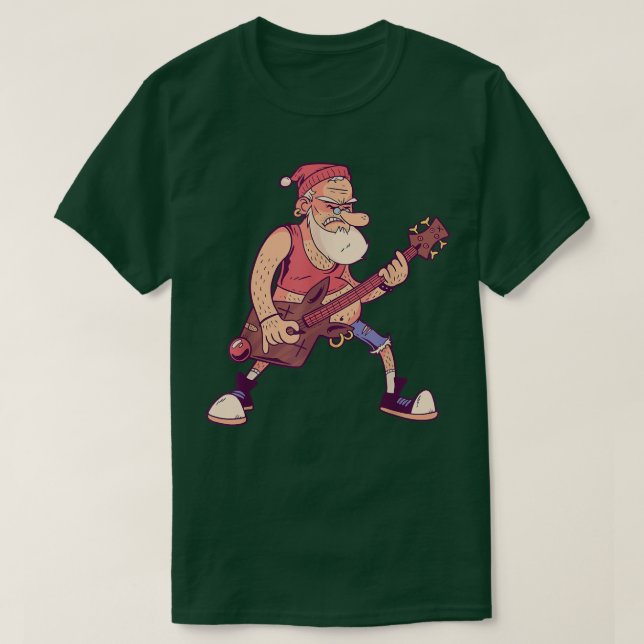 Santa playing guitar jeans  T-Shirt (Design Front)