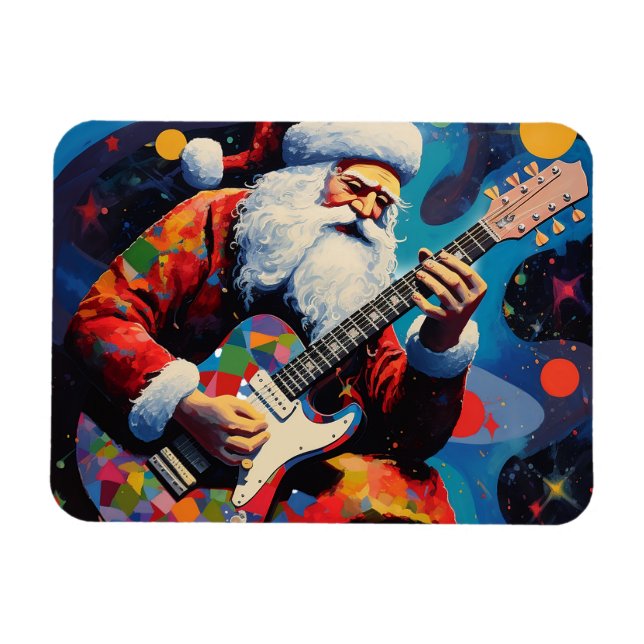 Santa Playing Guitar Magnet (Horizontal)