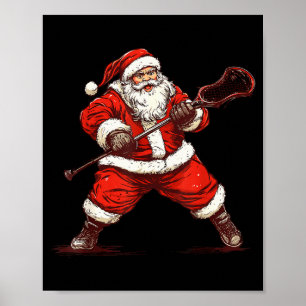 Santa Playing Lacrosse Funny Lacrosse Lax Player C Poster