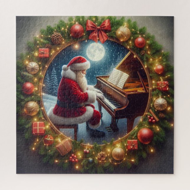 Santa Playing Piano Jigsaw Puzzle (Vertical)