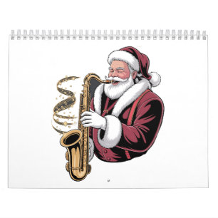 Santa Playing Saxophone Xmas Musician Saxophonist Calendar