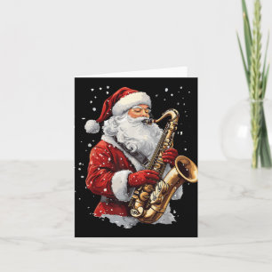Santa Playing Saxophone Xmas Musician Saxophonist Card