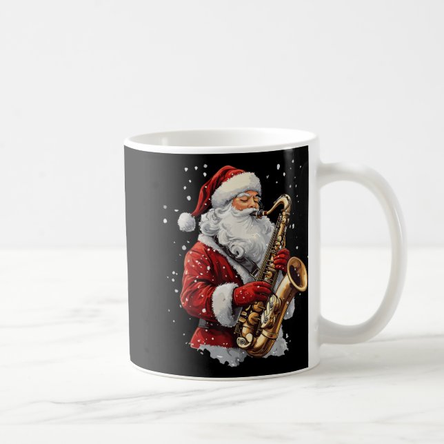 Santa Playing Saxophone Xmas Musician Saxophonist  Coffee Mug (Right)