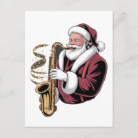 Santa Playing Saxophone Xmas Musician Saxophonist