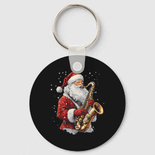 Santa Playing Saxophone Xmas Musician Saxophonist  Key Ring