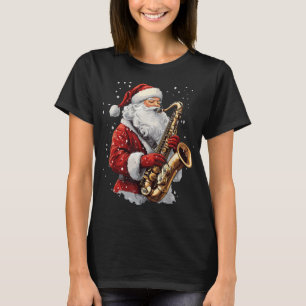 Santa Playing Saxophone Xmas Musician Saxophonist  T-Shirt