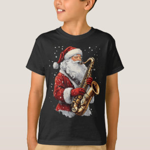 Santa Playing Saxophone Xmas Musician Saxophonist  T-Shirt