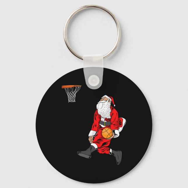 Santa Playing Sketll Slam Dunk Christmas Gift  Key Ring (Front)