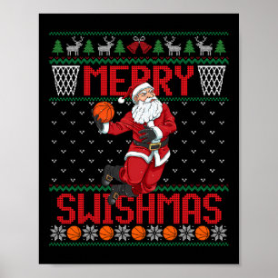Santa Playing Sketll Ugly Christmas Sweater Swishm Poster