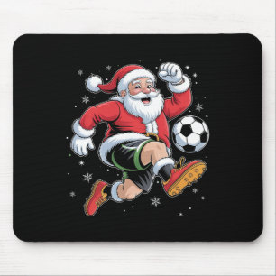 Santa Playing Soccer Christmas Boys Mens Kids Xmas Mouse Pad