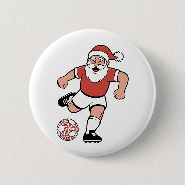 Santa Playing Soccer Christmas Player Sport  6 Cm Round Badge (Front)