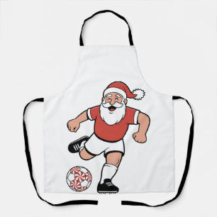 Santa Playing Soccer Christmas Player Sport Apron