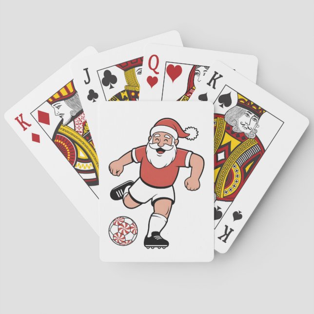 Santa Playing Soccer Christmas Player Sport  Cards (Back)