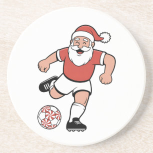 Santa Playing Soccer Christmas Player Sport  Coaster