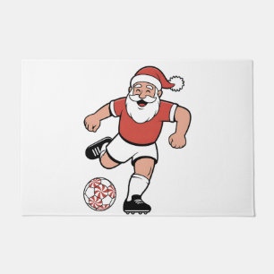 Santa Playing Soccer Christmas Player Sport Doormat