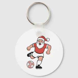 Santa Playing Soccer Christmas Player Sport Key Ring