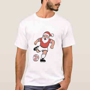 Santa Playing Soccer Christmas Player Sport  T-Shirt