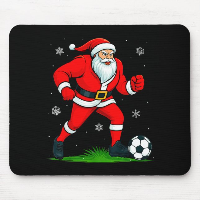 Santa Playing Soccer Xmas Funny Christmas Soccer S Mouse Pad (Front)
