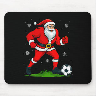 Santa Playing Soccer Xmas Funny Christmas Soccer S Mouse Pad