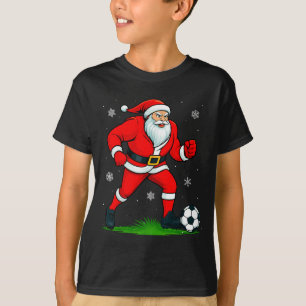 Santa Playing Soccer Xmas Funny Christmas Soccer S T-Shirt