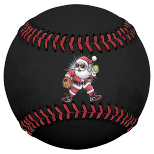 Santa Playing Softball as Pitcher Christmas Sports