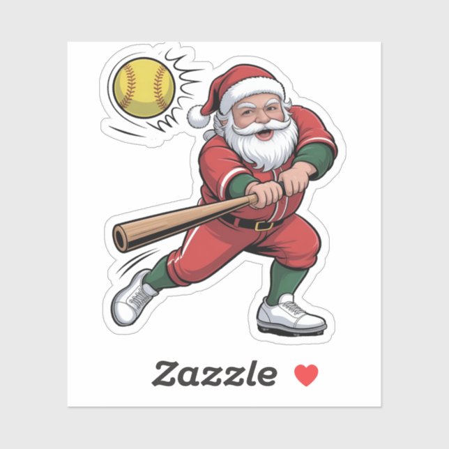 Santa Playing Softball Christmas Player Sport (Sheet)