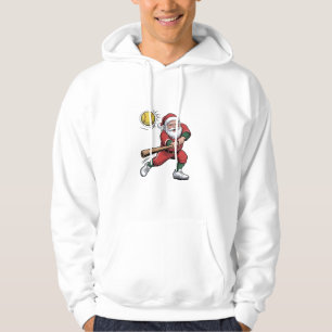 Santa Playing Softball Christmas Player Sport Hoodie