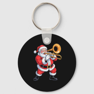 Santa Playing Trombone Funny Holiday Chrismas Xmas Key Ring