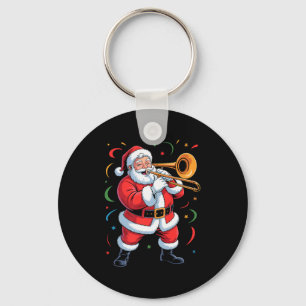 Santa Playing Trombone Funny Holiday Christmas Xma Key Ring