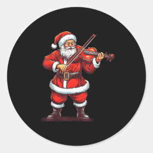 Santa Playing Violin Funny Violinist Violin Player Classic Round Sticker