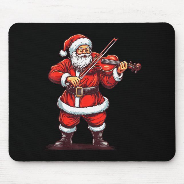 Santa Playing Violin Funny Violinist Violin Player Mouse Pad (Front)
