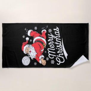 Santa Playing Volleyball Christmas Pajama Cool Spo Beach Towel