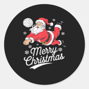 Santa Playing Volleyball Christmas Pajama Cool Spo Classic Round Sticker