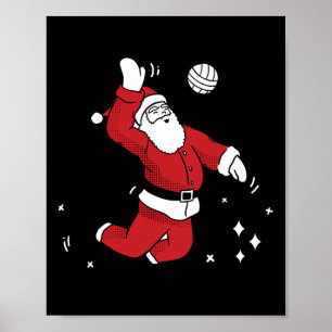 Santa Playing Volleyball Christmas Pajama Cool Spo Poster