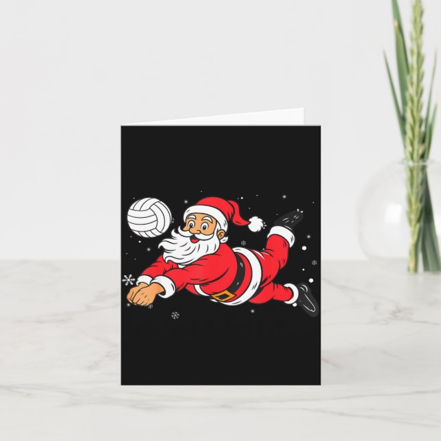 Santa Playing Volleyball Christmas Pajama Cool Srt Card (Front)