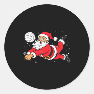 Santa Playing Volleyball Christmas Pajama Cool Srt Classic Round Sticker