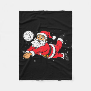 Santa Playing Volleyball Christmas Pajama Cool Srt Fleece Blanket