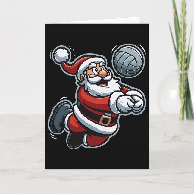 Santa Playing Volleyll Funny Volleyll Player Chris Card (Front)