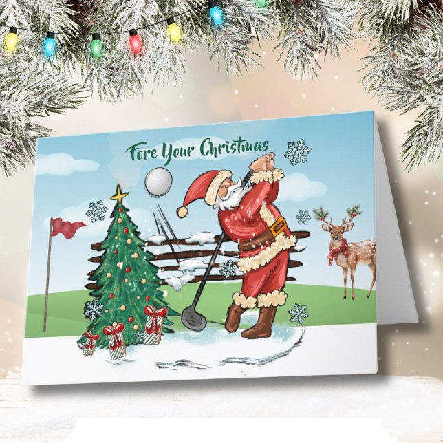 Santa Plays Golf - Fore Your Christmas Card (Creator Uploaded)
