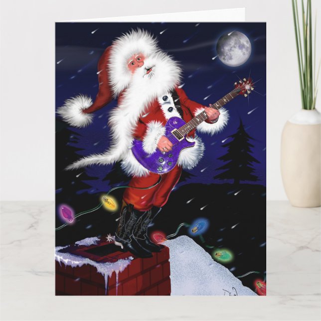 Santa Plays Guitar Card (Front)