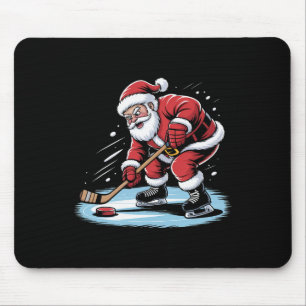 Santa Plays Ice Hockey Funny Christmas Winter Spor Mouse Pad