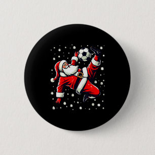 Santa Plays Soccer Bicycle Kick, Christmas Women M 6 Cm Round Badge
