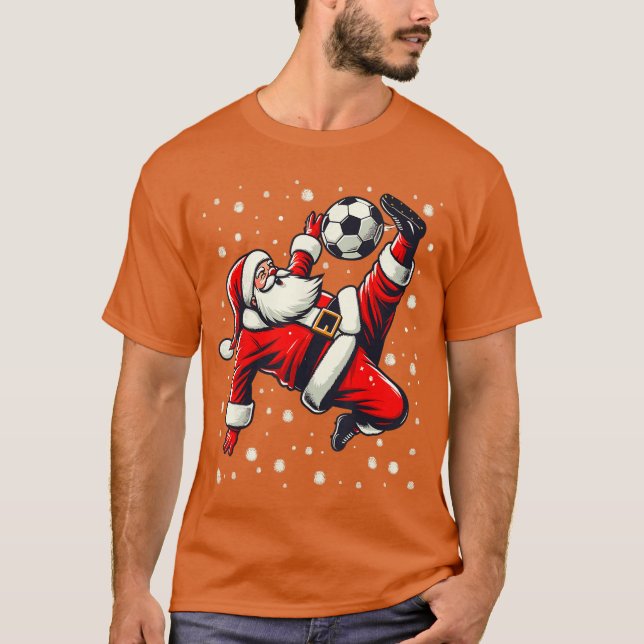 Santa Plays Soccer Bicycle Kick Christmas Women Me T-Shirt (Front)