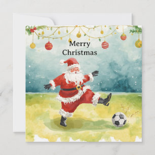 Santa plays Soccer Christmas Holiday  Card
