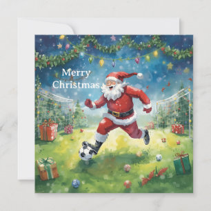Santa plays Soccer Christmas Holiday Card