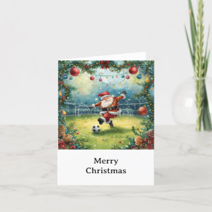Santa plays Soccer Christmas Holiday Card